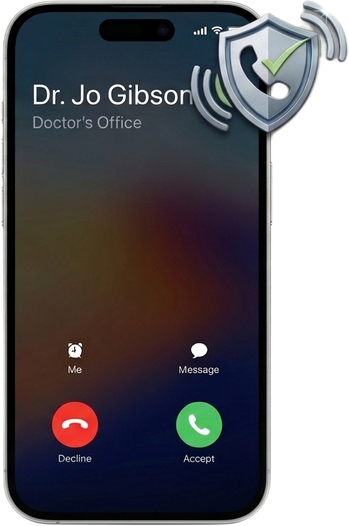 Phone displaying caller ID reputation check results